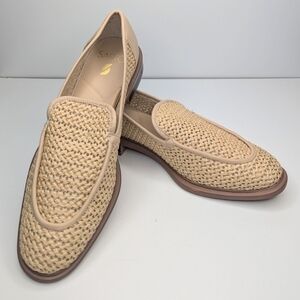 Franco Sarto Eda 2 rafia woven loafers slip on natural cream beige size 8.5